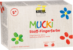 KREUL Set de vopsele pentru degete pe textile MUCKI – 6 x 150 ml