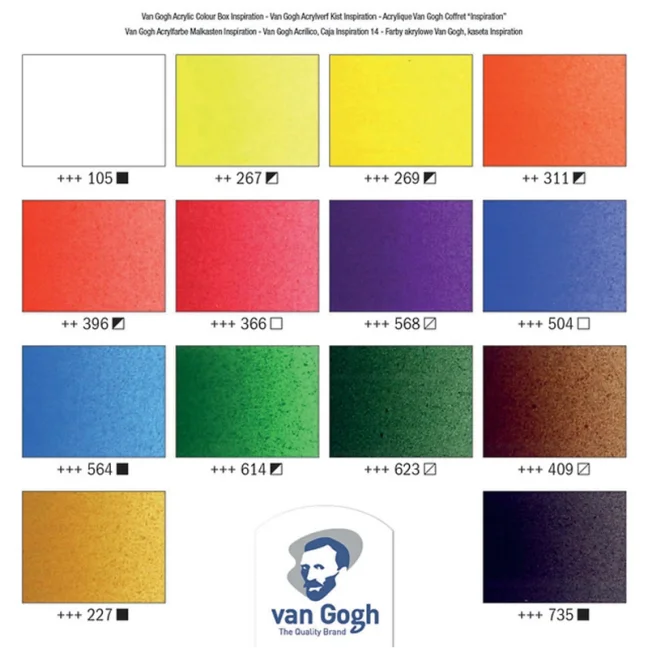 Akrylové farby Van Gogh - Inspiration box 14 x 40 ml + príslušenstvo