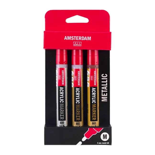 Pennarelli acrilici AMSTERDAM - Set metallico 3 x 4 mm