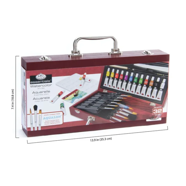 Set di pittura ad acquerello in scatola di legno Royal&Langnickel Essentials - set 32 pezzi