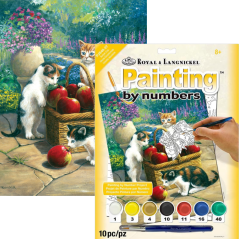 Pittura con numeri formato A4 - Gattini con cestino