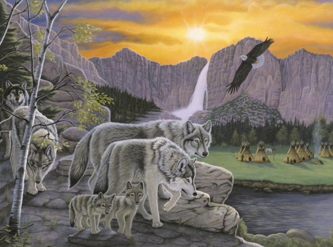 Pittura per numeri formato A3 - Il sentiero dello spirito del lupo
