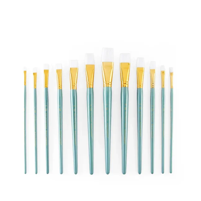 Ecsetek szintetikus szőrrel lapos - 12 darabos készlet - RSET-9309