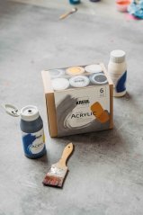 KREUL set de culori acrilice Triton Acrylic Liquid 6 × 750 ml - nuanțe de bază și neutre