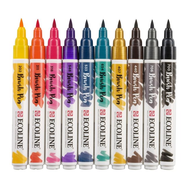 Pennarelli Acquerello Ecoline - set 10 pz - Dark