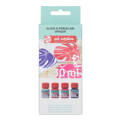 Art Creation sada na sklo a porcelán neprůhledná Pink Silver - 4x30 ml