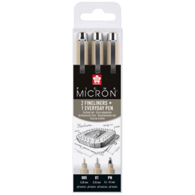 Sakura Pigma Micron set di penne tecniche 005, 01, 03 - 3 pezzi