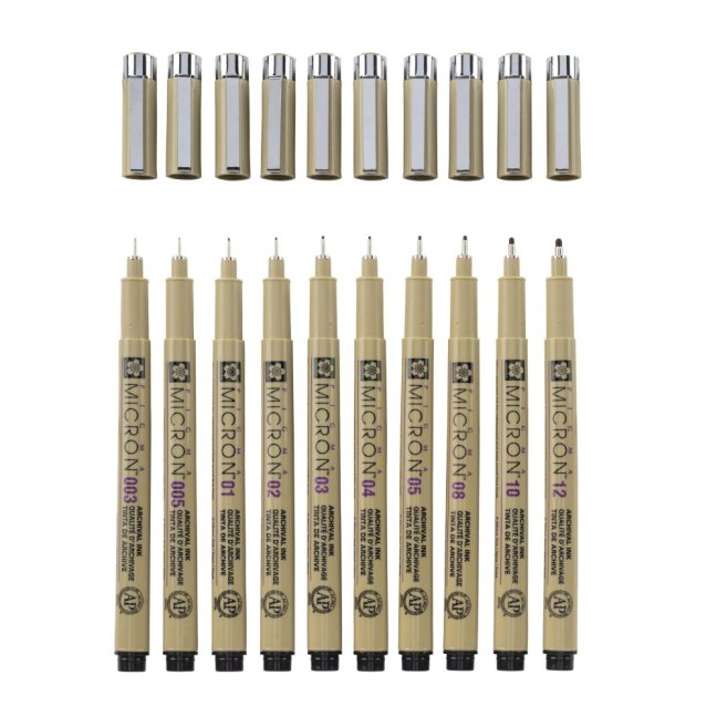 Set di penne tecniche Sakura Pigma Micron - 10 pezzi