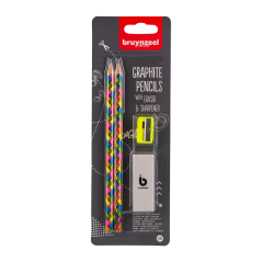 Bruynzeel Set di matite in grafite neon - 2 matite HB + temperino e gomma