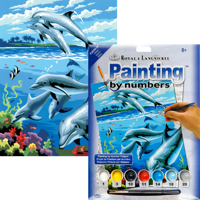 Pittura per numeri formato A4 - Delfini