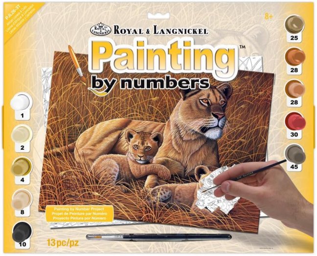 Pittura con numeri formato A3 - Leone africano con cuccioli