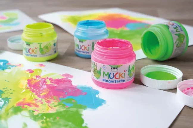 KREUL Neonová sada prstových farieb MUCKI – 4 x 150 ml