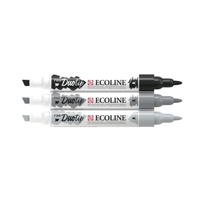 Ecoline Duotip marcatori set Nero & Grigio | 3 colori