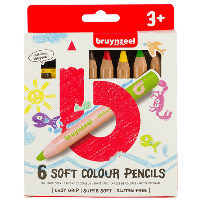 Set di matite per bambini Bruynzeel - corte-spesse-morbide - 6 pezzi