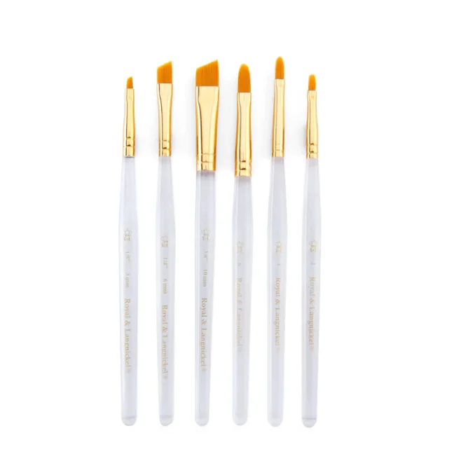 Čopiči z zlatimi taklonskimi ščetinami mix Royal & Langnickel - 6 kosov