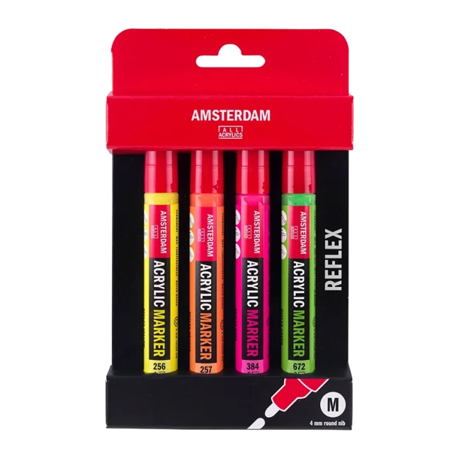 AMSTERDAM akril filctollak - Reflex set 4 x 4 mm