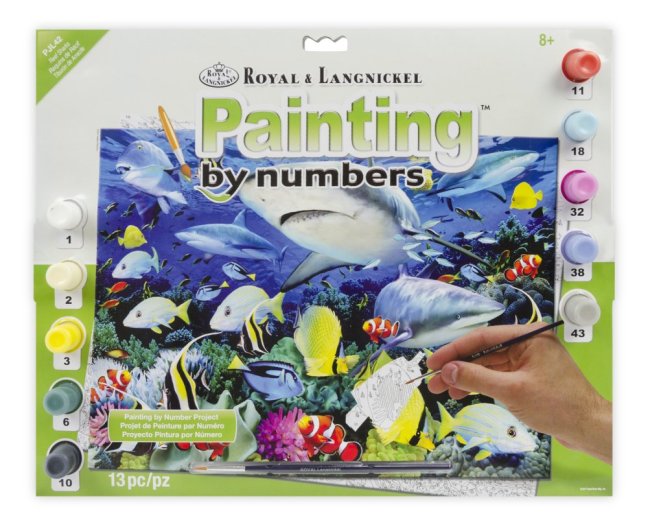 Pittura per numeri formato A3 - Squali di scogliera
