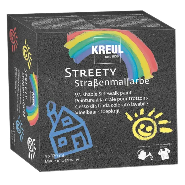 KREUL Sada zmývateľných farieb na chodník STREETY – 4 x 120 ml