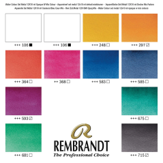 Rembrandt colurs d'aquarel en stgatla 12x10ml tubas - Alv opac per maschadar