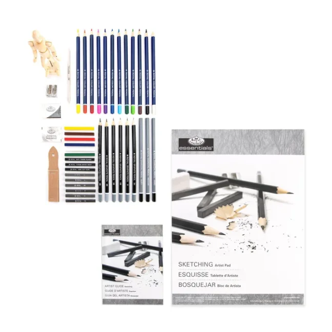 Set da disegno e schizzi in scatola di legno Royal Langnickel - set 45 pezzi