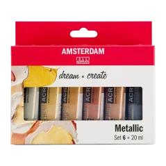 Colori acrilici Amsterdam - set 6 x 20ml - Metallici