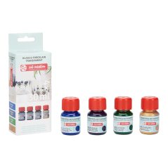 Set Art Creation per vetro e porcellana trasparente Blues - 4x30 ml