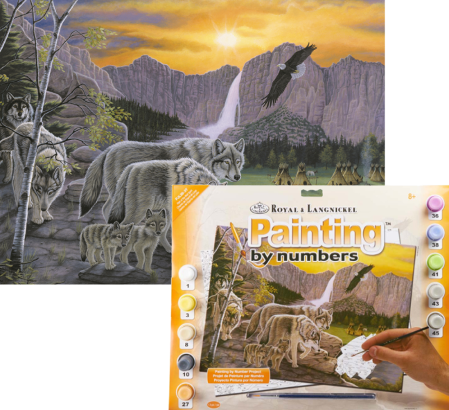 Pittura per numeri formato A3 - Il sentiero dello spirito del lupo