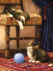 Pittura per numeri formato A4 - Gattini giocosi