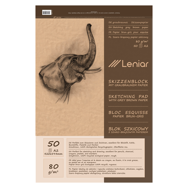 Blocco da disegno Leniar Elefante - vari formati - LENIAR – formato del blocco: A2