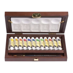 Rembrandt Traditional Akvarelový drevený box 12 x 10 ml tuby + príslušenstvo