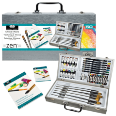 Set di pittura Mixed Media in scatola di legno - Royal & Langnickel ZEN - set 50 pezzi