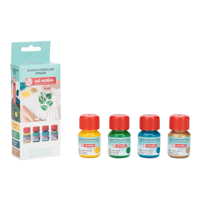 Art Creation set per vetro e porcellana opaco Green Gold - 4x30 ml