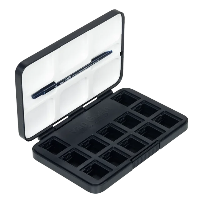 Astuccio in plastica Van Gogh per acquerelli 12 godet + pennello