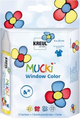 KREUL Set di colori per vetro MUCKI – 4 x 29 ml