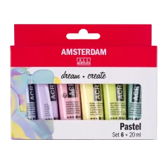 Amsterdam Vopsele acrilice - set de 6 x 20 ml - Pastel