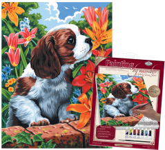 R&L Számozott kifestő vásznon – Puppy & Flowers