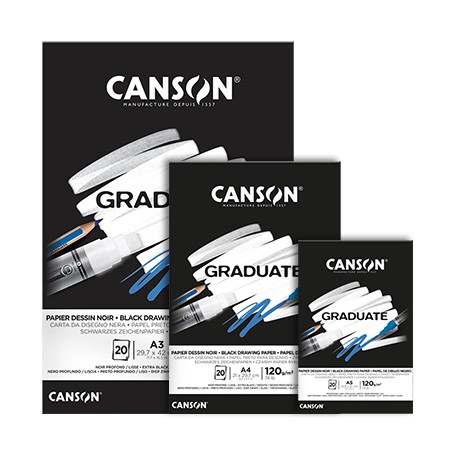 CANSON Graduate Black 120 g – 20 fogli – varie dimensioni