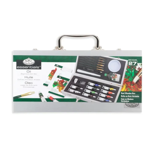 Set de vopsele în ulei într-o cutie de lemn pentru începători - set de 27 buc