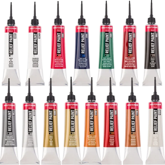 Amsterdam Relief festék 20 ml - Vyberte si farbu AMSTERDAM Deco Relief: 100 - Biela