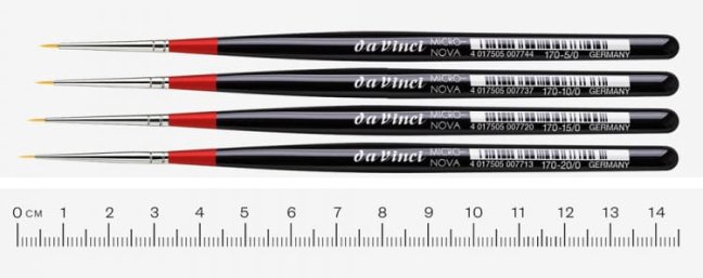 daVinci MICRO-NOVA set di 4 pennelli per dettagli - serie 170 e 175