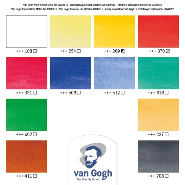 Akvarell Van Gogh - 12 csésze készlet