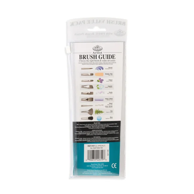 Čopiči z zlatimi taklonskimi ščetinami mix Royal & Langnickel - 7 kosov