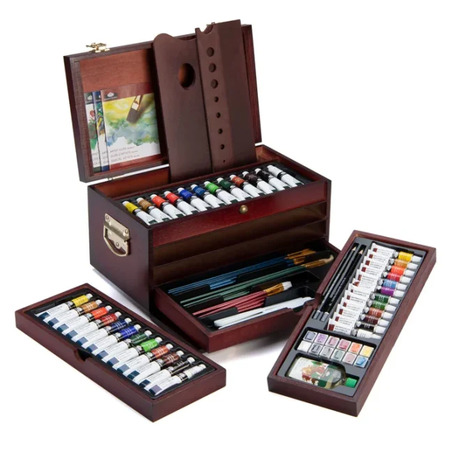 Set de pictură Royal & Langnickel - cutie din lemn 80 buc