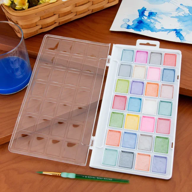 A Royal Langnickel akvarell gyöngyházfesték készlet kefével - 28db