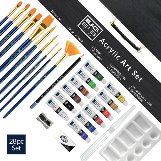 Exkluzivní Černý Kufřík - sada pro Akryl - Royal & Langnickel - sada 28ks