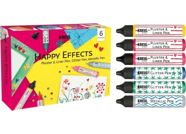 KREUL Set di vernice effetto 3D Happy – 6 pz