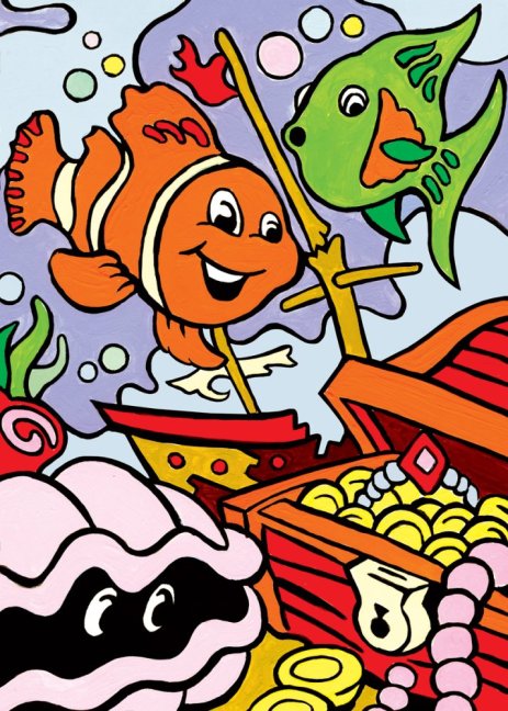R&L Slikanje po številkah za otroke – Underwater Treasure