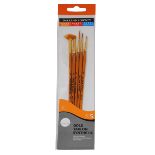 D&R Simply set di pennelli per acrilico Gold Taklon setole sintetiche - 5 pezzi