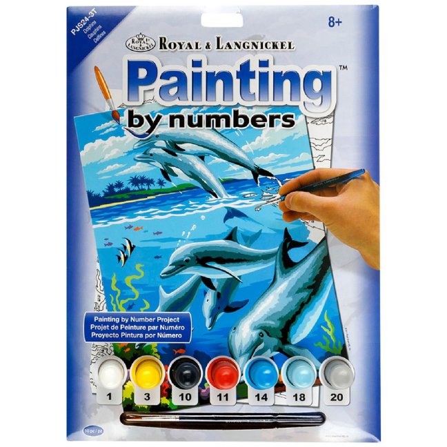 Pittura per numeri formato A4 - Delfini