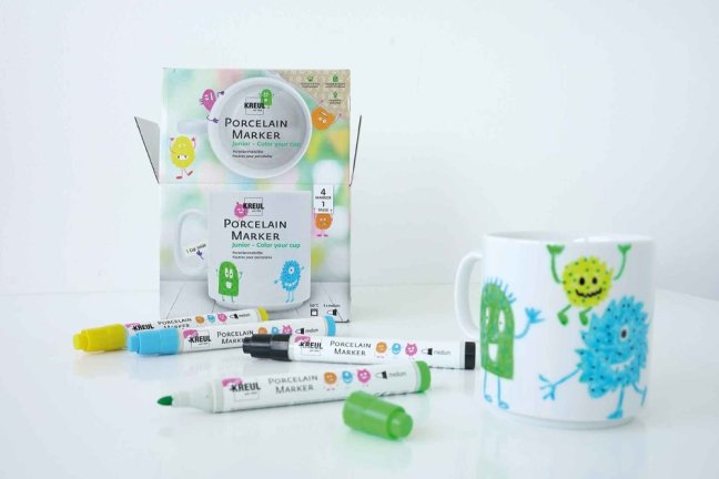 KREUL Set di pennarelli per porcellana con tazza JUNIOR